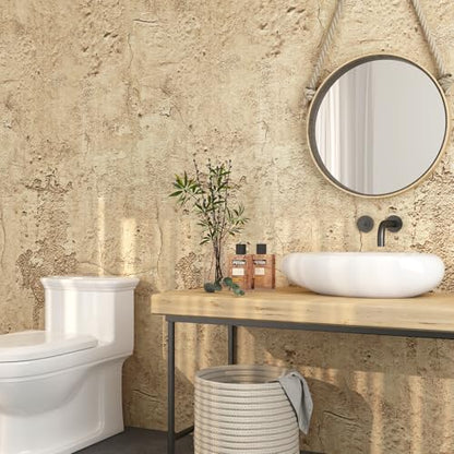 FunStick Aged Tan Brown Concrete Wallpaper Peel and Stick Textured Renter Friendly Cement Wallpaper for Bedroom Bathroom Accent Wall Waterproof Removable Concrete Contact Paper for Countertops 12x200 - size: 12" x 200"