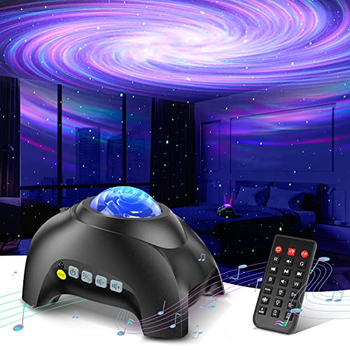 Northern Galaxy Light Aurora Projector with 33 Light Effects, Night Lights LED Star Projector for Bedroom Nebula Lamp, Remote Control, White Noises, Bluetooth Speaker for Parties, Jet Black - color: Jet Black