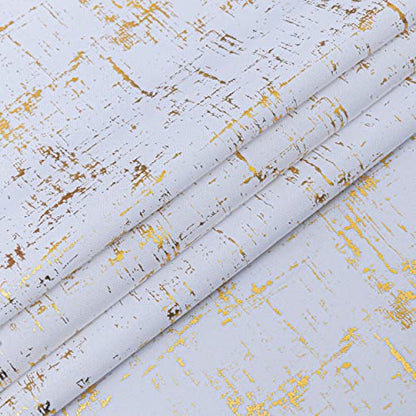 Taisier Home Gold Foil Print Linen Textured Curtains Geometric Dots Pattern Design Curtains for Nursery Toy Room Thermal Insulated Window Treatment 2 Panels 54" L,White and Gold Drapes Print - color: White/Gold, size: 52"W x 54"L (Pack of 2)