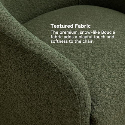KINWELL 32" Wide Modern Boucle Swivel Barrel Chairs Set of 2, No Assembly Round Upholstered Swivel Accent Armchairs for Living Room, Bedroom (Green) - color: Green, style: Set of 2