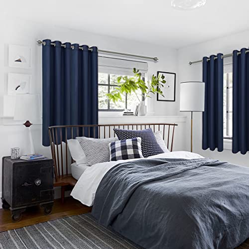 Diraysid Navy Blue Grommet Blackout Curtains for Bedroom Thermal Insulated Room Darkening Curtains Drapes, 38 x 54 inch, 2 Panels - color: Navy Blue, size: 38"W x 54"L (Pack of 2)