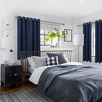 Diraysid Navy Blue Grommet Blackout Curtains for Bedroom Thermal Insulated Room Darkening Curtains Drapes, 42 x 54 inch, 2 Panels - color: Navy Blue, size: 42"W x 54"L (Pack of 2)