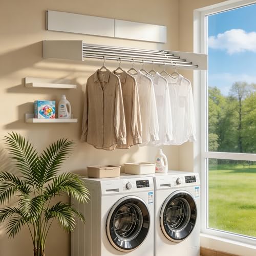 Wall Mounted Drying Rack 40", Rust-Resistant, for Laundry & RV | Folds to 1.2" Ultra-Thin, Space Aluminum, for RV & Apartment, Collapsible Clothes Drying Rack - size: 40 Inches
