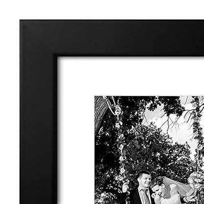 Americanflat 12x16 Picture Frame with Shatter-Resistant Glass - Set of 2 - Use as 8x12 Frame with Mat or Display 12x16 Photo Without Mat - Signature Collection - Picture Frames for Wall - Black | Engineered Wood construction, Shatter-resistant glass, hang