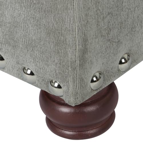 Adeco High End Classy Tufted Accents Rectangular Bench Footstool, Light Storage Ottoman, Royal Olive Grey - color: Royal Light Olive Grey
