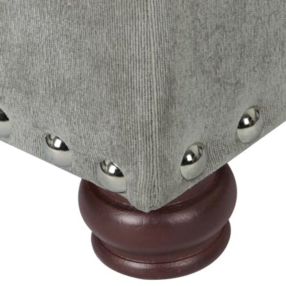 Adeco High End Classy Tufted Accents Rectangular Bench Footstool, Light Storage Ottoman, Royal Olive Grey - color: Royal Light Olive Grey