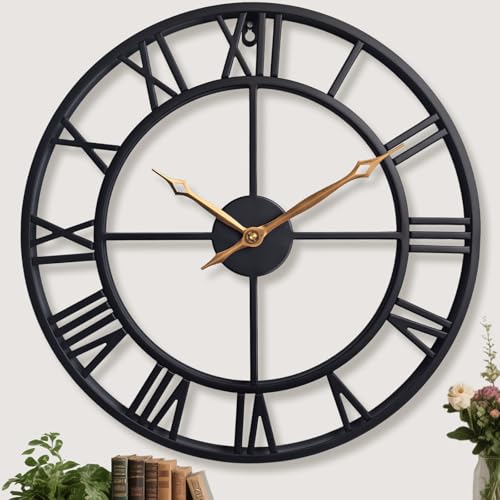 30 Inch Extra Giant Oversized Large Wall Clocks for Living Room Decor,Big Black Roman Numerals Metal Wall Clocks for Bedroom, Kitchen, Office,Housewarming Gift - color: Black, size: 30 inch