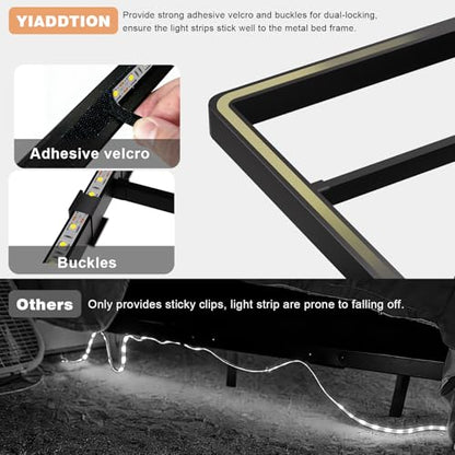 Queen Size Floating Bed Frame with Smart LED Lights, Metal Platform Bed | Modern Metal Platform Floating Bed Queen - Heavy Duty, Easy Assembly, No Box Spring Needed and Noise Free - size: Queen