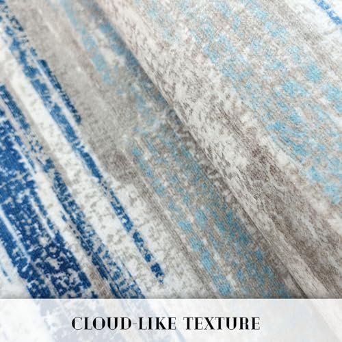 Lansny Modern Abstract 2x5 Runner Rug Non Slip Washable Kitchen Rugs | Blue;Thin Printed Faux Wool Entryway Runners;Hallway Rug Runner;Carpet Ruuner for Bedroom, Laundry Room - color: Blue Aqua/Beige Taupe Multi, size: 2' x 5' (Runner)