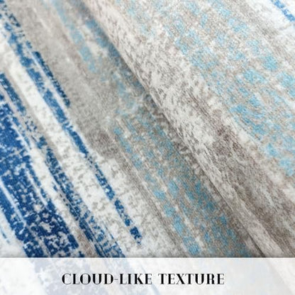 Lansny Modern Abstract 2x5 Runner Rug Non Slip Washable Kitchen Rugs | Blue;Thin Printed Faux Wool Entryway Runners;Hallway Rug Runner;Carpet Ruuner for Bedroom, Laundry Room - color: Blue Aqua/Beige Taupe Multi, size: 2' x 5' (Runner)