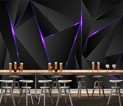 3D Black and Purple Geometric Wallpaper Mural for Game Room | 106"x70" Not Peel and Stick - color: Art Wall-18, size: 106" x 70"