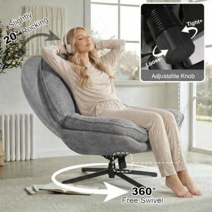 GINGO 24" High Back Swivel Accent Chair Set of 2 for Living Room, Gray | Large Accent Chair, Comfy Reading Chair Oversized, Slightly Rocking Upholstered Armchair, Ergonomic Fabric Modern Chair - color: Grey
