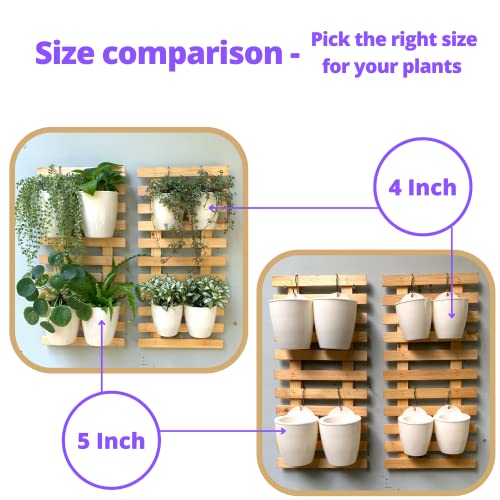 LaLaGreen Wall Planter for Indoor Plants (5in, 10 Pack) White Self-Watering | Wall Mounted Living Hanging Eco Wall Planter System, Trendy Live Wall Garden for Herb - size: 5" (12.5 cm)