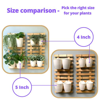 LaLaGreen Wall Planter for Indoor Plants (5in, 10 Pack) White Self-Watering | Wall Mounted Living Hanging Eco Wall Planter System, Trendy Live Wall Garden for Herb - size: 5" (12.5 cm)