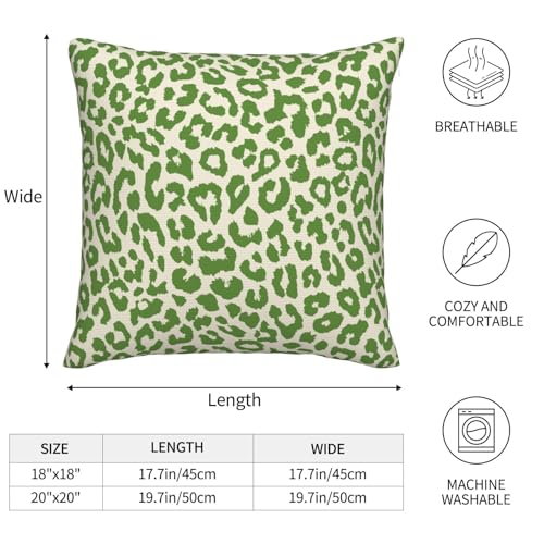 Lime Green Leopard Print Throw Pillow Covers Cheetah Animal Pattern Pillow Cover 18x18 Inch Set of 2 Animal Leopard Green Spots Pillowcase Square Cushion Cases for Couch Bed Sofa - color: Green Beige, size: 18" x 18" (Pack of 2)