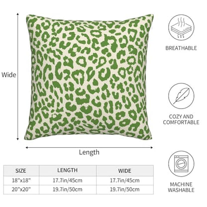 Lime Green Leopard Print Throw Pillow Covers Cheetah Animal Pattern Pillow Cover 18x18 Inch Set of 2 Animal Leopard Green Spots Pillowcase Square Cushion Cases for Couch Bed Sofa - color: Green Beige, size: 18" x 18" (Pack of 2)