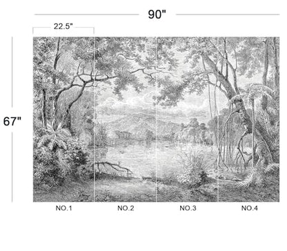 Eierme-The Ancient Scenery of Charming lagoons in Luzon Island Mural Wallpaper Peel and Stick 90" x 67" - color: No.12, size: 90" x 67"