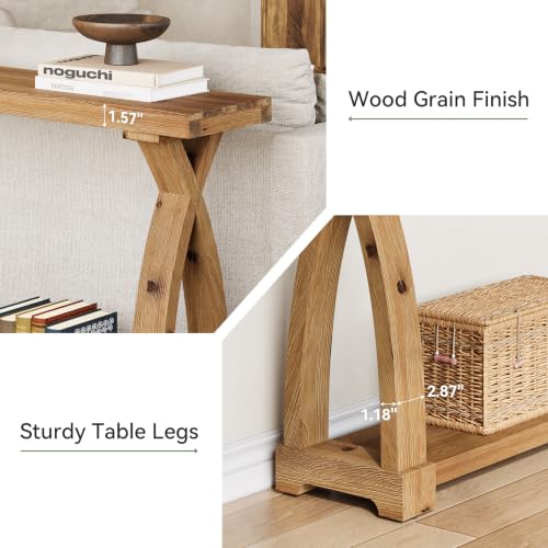 Wood Console Table for Entryway, 63" Entryway Table with Storage | Farmhouse Narrow Long Sofa Table with 2-Tier Shelves, Couch Table Behind Sofa for Entrance, Foyer, Living Room, Rustic Brown - color: Rustic Brown