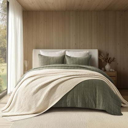 EVERGRACEHOME Chunky Chenille Knit Throw Blanket, 90 x 90, Beige | Sculpted Moss Stitch, Chic Modern Farmhouse, All-Season Warmth, OEKO-TEX® Certified, Oversized Queen for Couch, Bed, Sofa - color: Beige, size: 90" X 90"