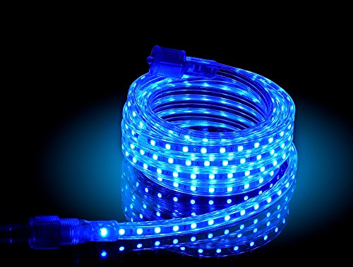 UL Listed, 10 Feet,Super Bright 2700 Lumen, Blue, Dimmable, 110-120V AC Flexible Flat LED Strip Rope Light, 180 Units 5050 SMD LEDs, Indoor Outdoor Use, Ready to use - color: Blue