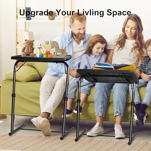 Bblife XL Adjustable Folding TV Tray Table, Larger TV Dinner HDPE Plastic Tray, for Laptop, Eating, Drawing, Snacks, etc, Black-Pro - size: XL-Pro