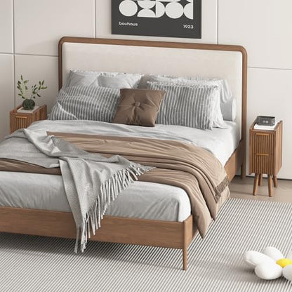 7.9" Narrow Fluted Nightstand Set of 2, 20.6" H Small Side Table, Walnut | Compact Design for Small Spaces, 2 Drawers, Wood Grain Finish, Perfect as Bedside Table, End Table or Small Bedrooms - color: Walnut-2 Pcs