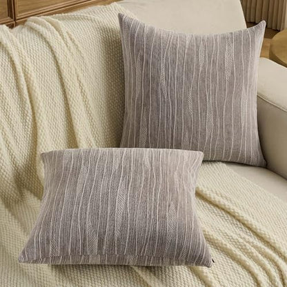FUTEI Pack of 2 Chenille Throw Pillow Covers 18x18 Inch, Dyeing Coffee | Double-Sided Elegant Line Textured Design,Side Hidden Zipper,Machine Washable,Pill-Resistant,Colorfast,Insert Not Included. - color: Dyeing Coffee, size: 18" x 18" (Pack of 2)