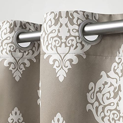 Exclusive Home Curtains - EH7945-03 2-84G Medallion Blackout Grommet Top Curtain Panel Pair, 52x84, Taupe, 2 Piece - color: Taupe, size: 52"W x 84"L (Pack of 2)