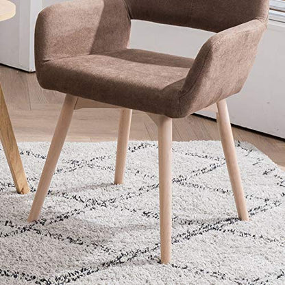 Desk Chair No Wheels Vanity Chair Comfy Accent Chair for Living Dining Room Bedroom Home Office Mid Century Modern Upholstered Armchair Sofa Chair (Brown, 1) - color: Brown