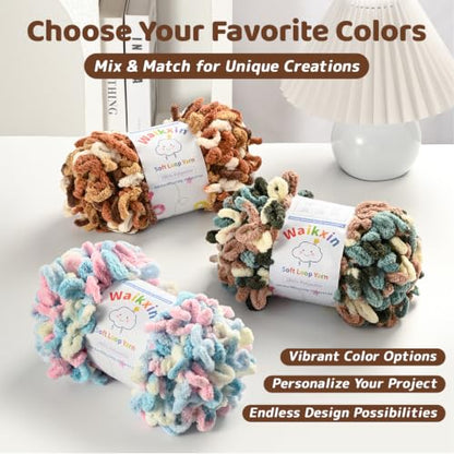 Super Soft Loop Yarn for Finger Knit, 3 Pack of 7.05oz/19.5yds Each, Chunky Blanket Yarn for Hand Knitting, #7 Jumbo Chenille Yarn, Fluffy Baby Blanket Yarn for Crochet Amigurumi (3 Sprouts) - color: 3 Sprouts