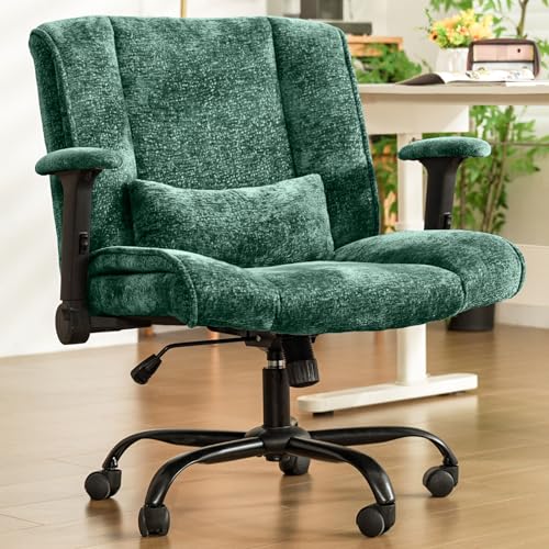 Criss Cross Chair with Wheels & Flip Arms, Wide Cross Legged Office Chair with Adjustable Tilt Criss-Cross Desk Chair with Lumbar Support for Home Office, Bedroom, Apartment Green - color: Green