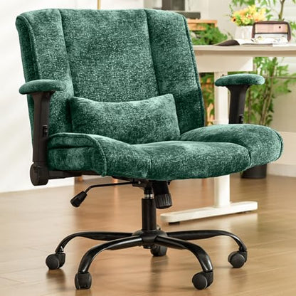 Criss Cross Chair with Wheels & Flip Arms, Wide Cross Legged Office Chair with Adjustable Tilt Criss-Cross Desk Chair with Lumbar Support for Home Office, Bedroom, Apartment Green - color: Green