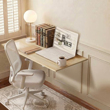 GOYLSER Fold Wall Mounted Table Folding Worktable, Addition to Garage/Home Office/Laundry Room/Home Bar/Kitchen & Dining Room - color: Natural Wood, size: 35"x20.5"