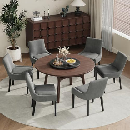 COLAMY Modern Dining Room Chairs Set of 4 with Mid Back and Wood Legs, Upholstered Kitchen Chairs for Dining Room/Living Room, Dark Grey - color: Grey, size: Set of 4