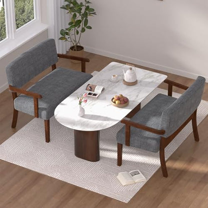 Accent Chair 2 Seat, Upholstered Reading Leisure Chair, Bench with Solid Wood Frame (Gray) - color: Grey, size: Bench