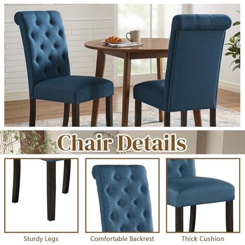 Anwick Blue Modern Accent Chair Set of 2, Mid Century Upholstered Living Room Chair with Wood Legs, Comfy Small Accent Chair with Back for Small Spaces, Office, Bedroom, Reading Spaces (Blue2) - color: Blue2