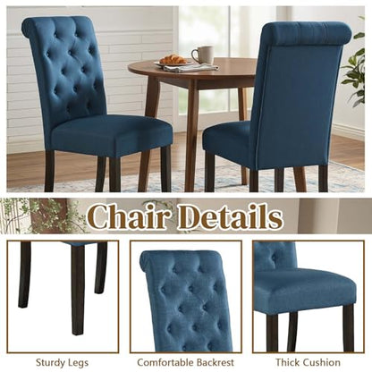 Anwick Blue Modern Accent Chair Set of 2, Mid Century Upholstered Living Room Chair with Wood Legs, Comfy Small Accent Chair with Back for Small Spaces, Office, Bedroom, Reading Spaces (Blue2) - color: Blue2