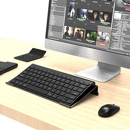 KOTEMON Mini Computer Keyboard Stand-11.8'' x 5.1''-Small Computer Keyboard Tray Acrylic Keyboard Holder for 78 Keys Universal Compact Keyboard, with Black Silicone Strip, Black