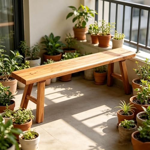 20 32 39 47 55 63 71 79in Dining Bench with Solid Wood Legs Entryway Shoe Bench Narrow Rustic LongBench Heavy Duty Log Legs 2-Person FarmhouseBench for end of Bed Natural Finish(20in) - size: 20in