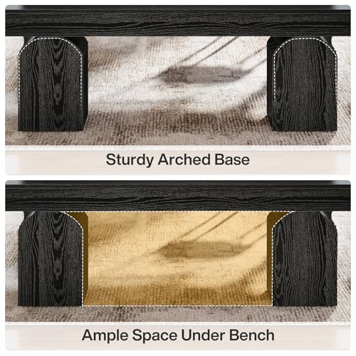 Tribesigns 59" Dining Bench for 2 to 3, Modern Black Dining Table Bench with Arched Base, Extra Long Kitchen Seating for Living Room, Entryway - color: Black
