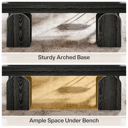 Tribesigns 59" Dining Bench for 2 to 3, Modern Black Dining Table Bench with Arched Base, Extra Long Kitchen Seating for Living Room, Entryway - color: Black