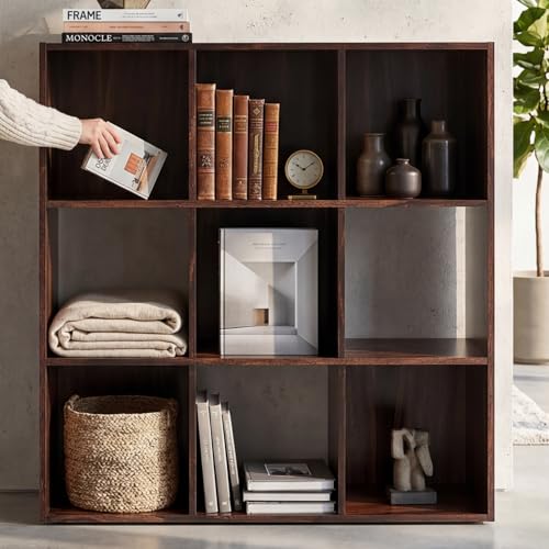 Signature Design by Ashley Glosmount 9 Cube Storage Organizer or Bookcase, Cherry & Light Brown - color: Cherry/Light Brown, size: Nine Cube
