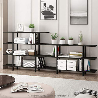 Furinno Turn-N-Tube 4-Tier Wide Display Shelf, Espresso/Black | Wide Accent Display Shelf, Open Shelves, Round Tubes, for Organization and Storage, Living Room, Garage, Home Office - color: Espresso/Black, style: 4-Tiers