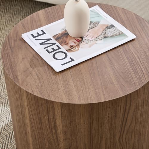 Ya-Home Round Coffee Tables Side Table Set of 2, Wood Nesting End Table for Living Room Balcony Office, Walnut Wooden Color, No Assembling - color: Walnut