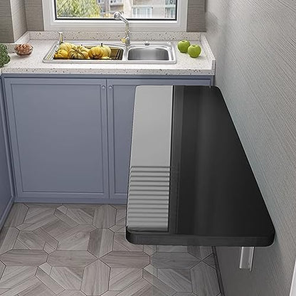 SAHUL Wall Mounted Folding, Heavy Duty Wall Mounted Table with Bracket, for Laundry Room, Kitchen, Home Bar, Kitchen & Dining Room Office Multifunctional Table 120x50cm/47.2x20in Black