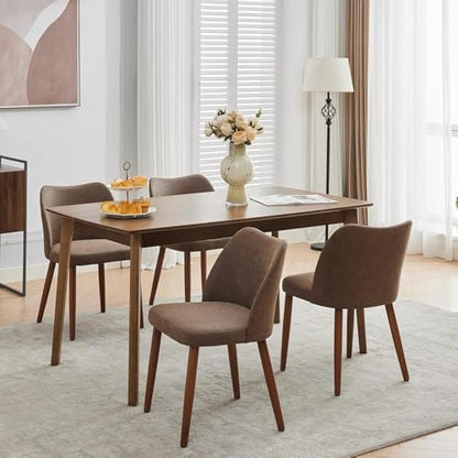 GarveeHome Leather Dining Chairs Set of 4 Upholstered PU Dining Chair with Wood Legs, Wing Backrest, Wooden Kitchen Chairs with Thick Cushions, Leveling Feet for Dining Room, Living Room, Taupe - color: Taupe Pu