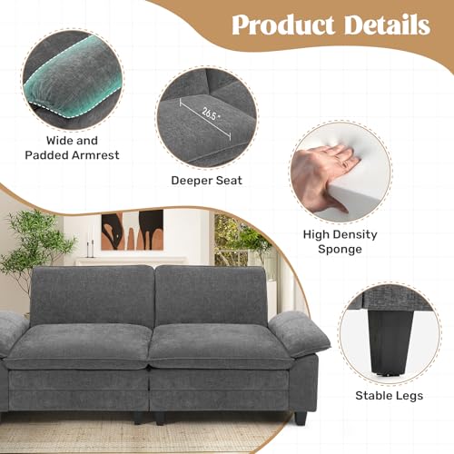 86" Modular Sectional Sofa,Comfy Cloud Couch Sectional Sofa,Loveseat Chenille Sleeper Deep Seat Sofas for Living Room,Bedroom and Apartment,Dark Gary - color: Dark Gray, style: loveseat-chenille