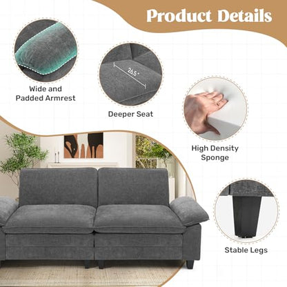 86" Modular Sectional Sofa,Comfy Cloud Couch Sectional Sofa,Loveseat Chenille Sleeper Deep Seat Sofas for Living Room,Bedroom and Apartment,Dark Gary - color: Dark Gray, style: loveseat-chenille