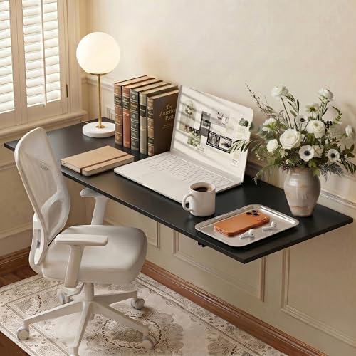 GOYLSER Wall Mounted Folding Table for Office, Fold Down Desk Laundry Folding Table Wall Mounted for Laundry Room/Home Kitchen, Length 47" Width 20.5", Black - color: Black, size: 47"x20.5"