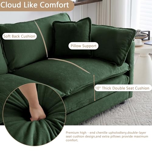 4 Seater Sectional Sofa,146.5 inch U-Shape,Green | Oversized Modular Couch Deep Seat - color: Green, size: 146.5 inch-U